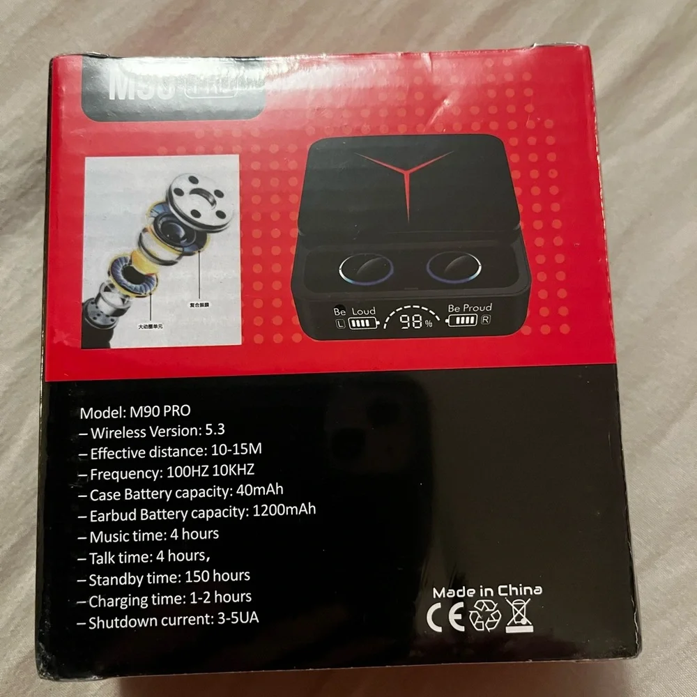 M90 Pro Wireless Gaming Headset - Black and Red V5.3 NWT